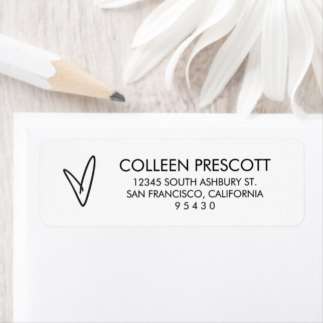 Minimal Heart Return Address Label Stickers G400 (Insitu)