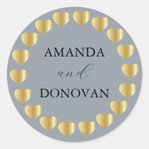 Minimal Hearts Dusty Blue Wedding Envelope Seal