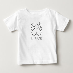 Minimal Hello Dear Christmas Reindeer Baby T-Shirt