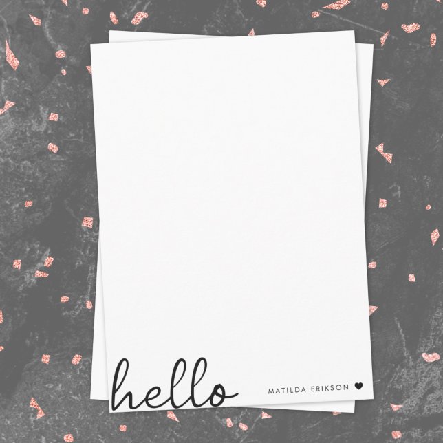 Minimal Hello | Modern Heart Clean Simple White Card (Creator Uploaded)