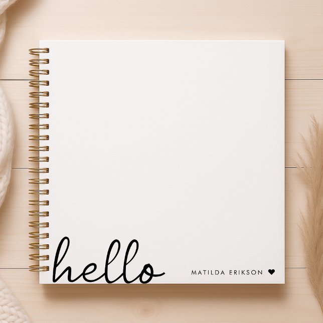Minimal Hello | Modern Heart Clean Simple White Notebook (Creator Uploaded)