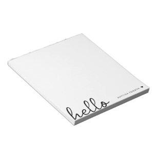 Minimal Hello   Modern Heart Clean Simple White Notepad