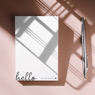 Minimal Hello Modern Heart Clean Simple White Post-it Notes