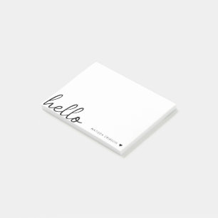Minimal Hello Modern Heart Clean Simple White Post-it Notes