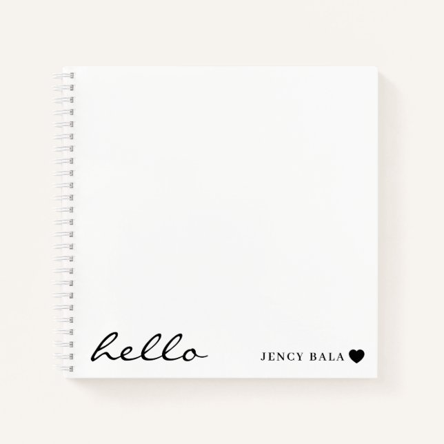 Minimal Hello Modern Heart Design Notebook (Front)