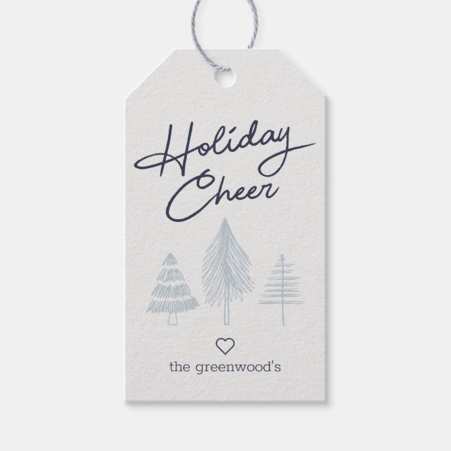 Minimal Holiday Cheer  Gift Tags (Front)