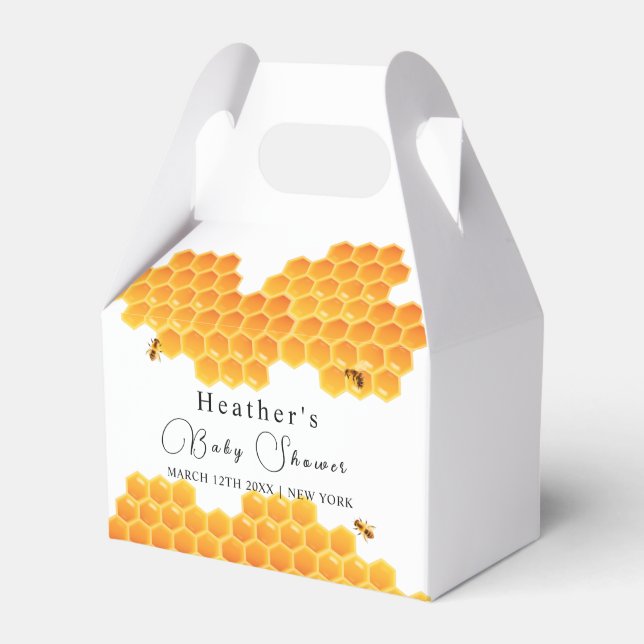 Minimal Honey Bumblebee Boy Baby Shower  Favor Box (Front Side)