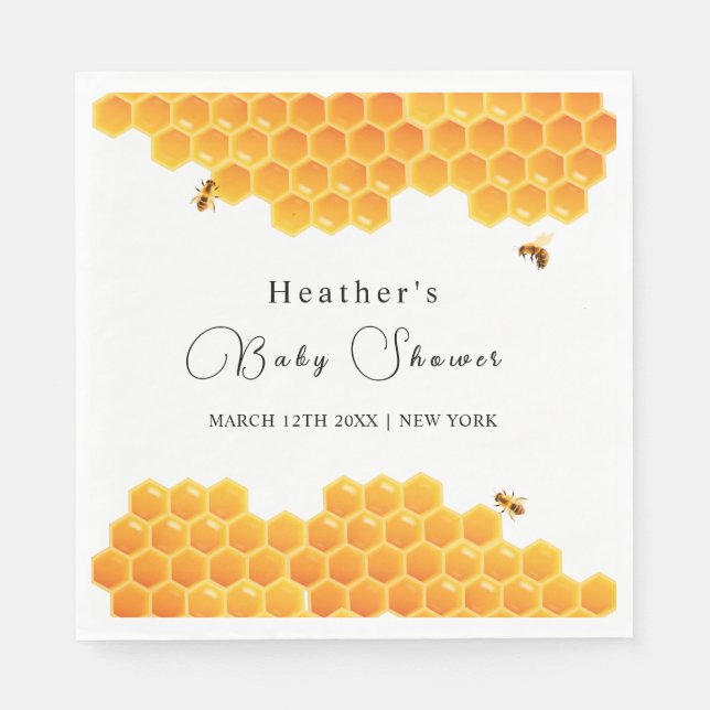 Minimal Honey Bumblebee Boy Baby Shower  Napkin (Front)