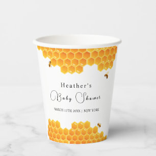 Minimal Honey Bumblebee Boy Baby Shower  Paper Cups