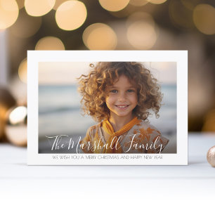 Minimal - Horizontal Photo - Handwritten Script Holiday Card