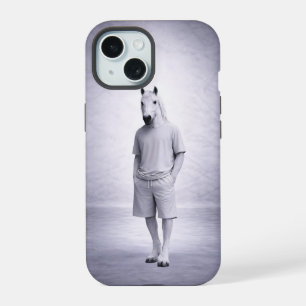 Minimal Horse in Casual Modern Outfit iPhone 15 Case