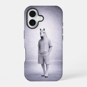 Minimal Horse in Casual Modern Outfit iPhone 16 Case