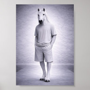 Minimal Horse in Casual Modern Outfit Poster