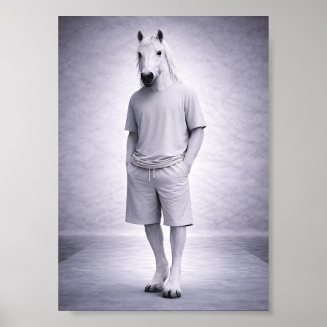 Minimal Horse in Casual Modern Outfit Poster (Front)