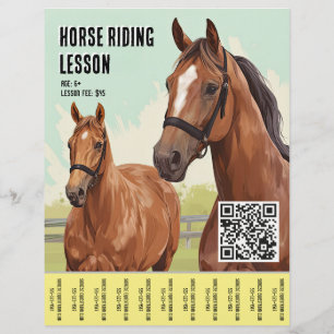 Minimal Horse Riding Lesson With QR Code Flyer