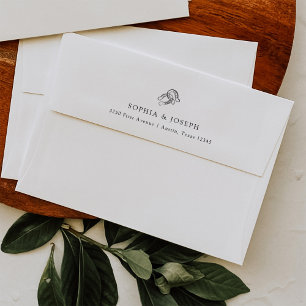 Minimal Horseshoe   Rustic Black and White Wedding Envelope