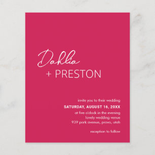 Minimal Hot Pink Modern Budget Wedding Invite