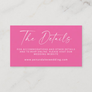 Minimal Hot Pink Modern Script Wedding QR Code  Enclosure Card