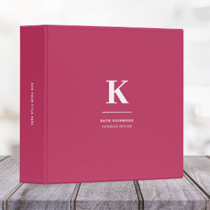 Minimal Hot Pink Modern Typographic Monogram Binder