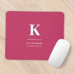 Minimal Hot Pink Modern Typographic Monogram Mouse Pad<br><div class="desc">A minimalist vertical design in an elegant style with a hot pink feature colour and large typographic initial monogram. The text can easily be customized for a design as unique as you are!</div>