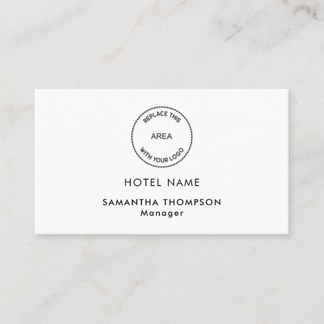 Minimal Hotel Logo QR Code Any Colour Business Card (Front)