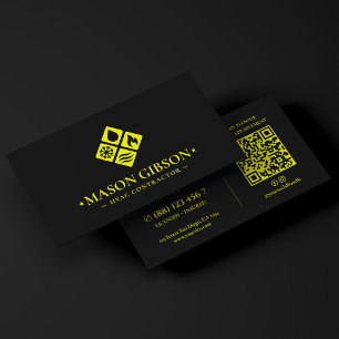 Minimal HVAC Contractor Logo Lime Yellow Black Business Card