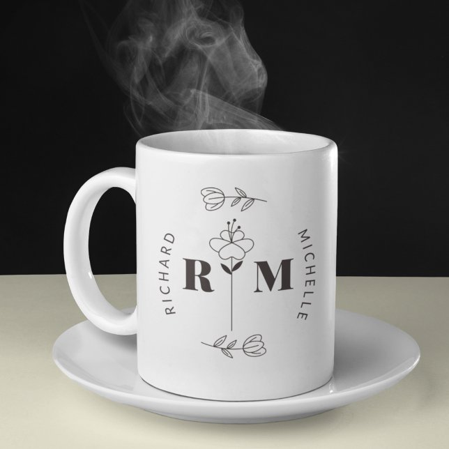 Minimal Initial Letter Monogram Name Couple Coffee Coffee Mug (Creator Uploaded)