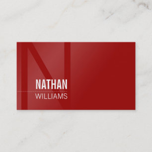 MINIMAL initial simple modern cool dark rich red Business Card