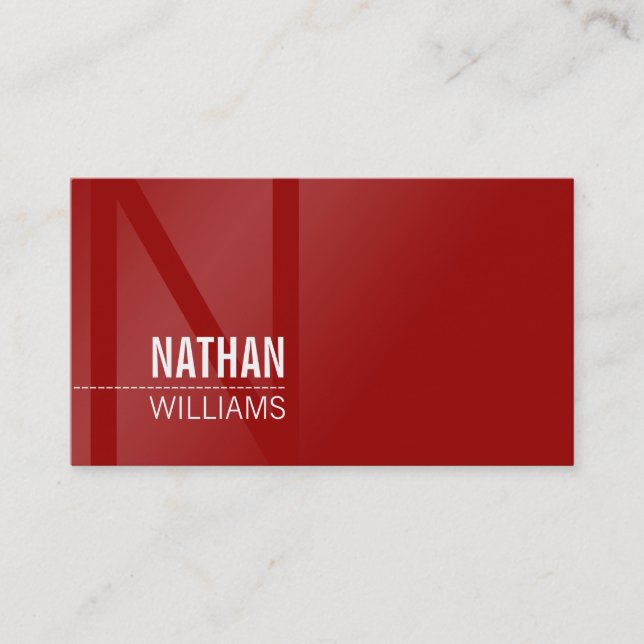 MINIMAL initial simple modern cool dark rich red Business Card (Front)