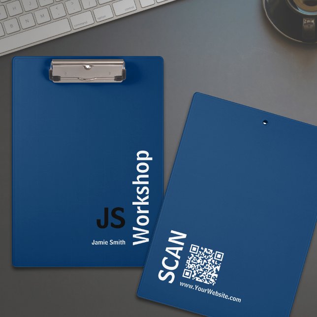 Minimal Initials Black Blue White Workshop Clipboard (Minimal Initials Black Blue White Workshop Clipboard)