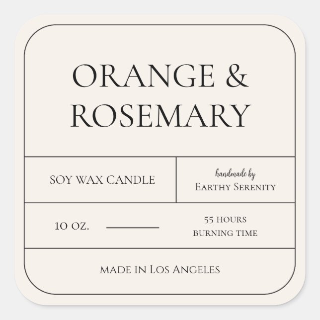 Minimal Ivory Cream Simple Candle Label (Front)
