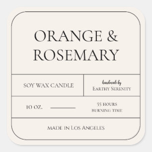 Minimal Ivory Cream Simple Candle Label