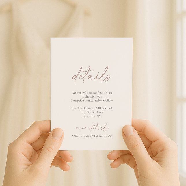 Minimal Ivory Wedding Details Card (Creator Uploaded)