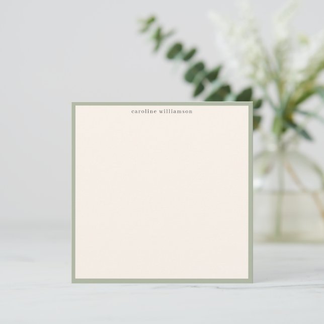 Minimal Jade Green Border Name Stationery Cute Card (Standing Front)