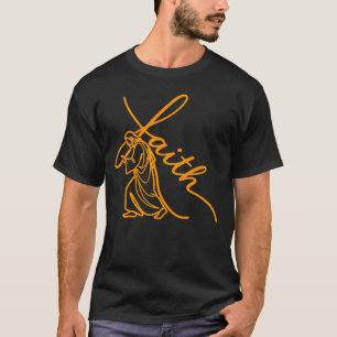 Minimal Jesus Carrying Cross of Faith Christian T-Shirt