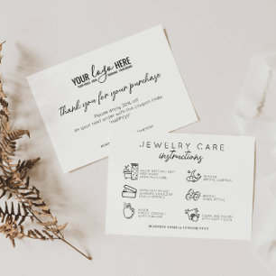 Minimal Jewellery Care Instructions Earring Busine Enclosure Card