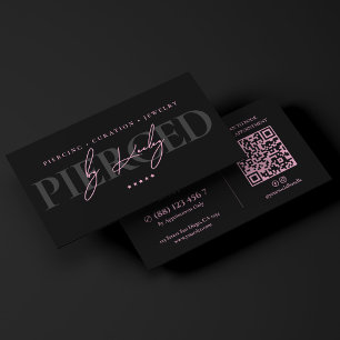 Minimal Jewellery Shop Piercing Artist Pink Black Business Card