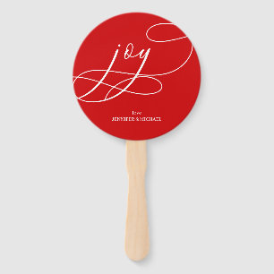 Minimal Joy christmas elegant typography Hand Fan