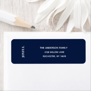 Minimal JOYFUL Navy Holiday Address Label