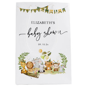 Minimal Jungle Party Animals Baby Shower  Medium Gift Bag