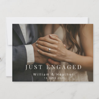 Minimal Just Engaged Photo Announcement