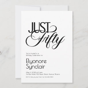 Minimal Just Fifty 50th Birthday Party Invitation