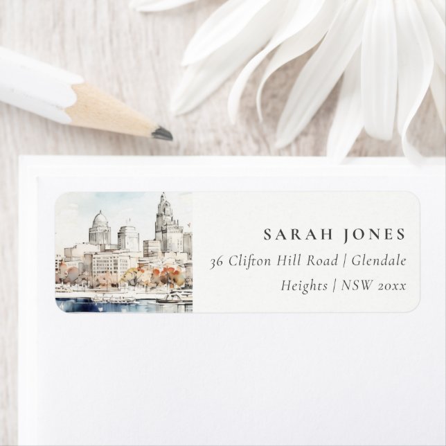 Minimal Kansas City Missouri Aquarelle Adresse (En situation)