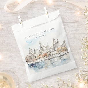 Minimal Kansas City Missouri Watercolor Wedding Favour Bag