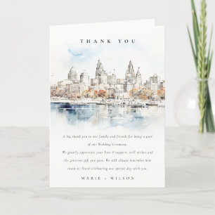 Minimal Kansas City Missouri Watercolor Wedding Thank You Card
