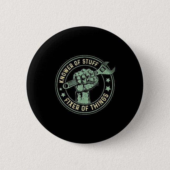 Minimal Knower Stuff Fixer Things Retro 2 Inch Round Button (Front)