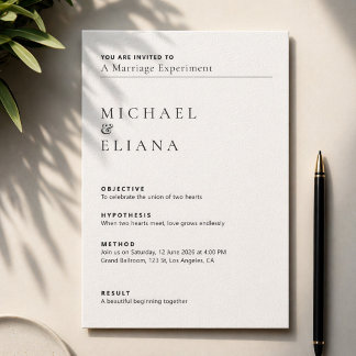 Minimal Lab Report Style Wedding Invitation