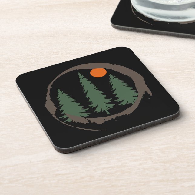 Minimal landscape pine trees forest   coaster (Left Side)