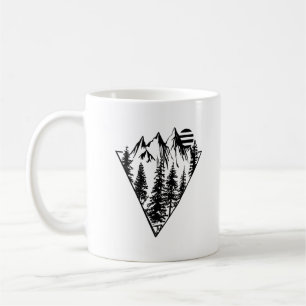 Minimal landscape pine trees forest coffee mug