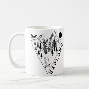 Minimal landscape pine trees forest coffee mug